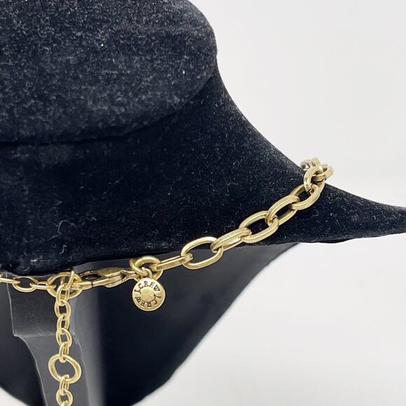 J Crew Blue Rhinestone Bib Statement Necklace Gold Tone Chainlink Gem Stones - Picture 6 of 6